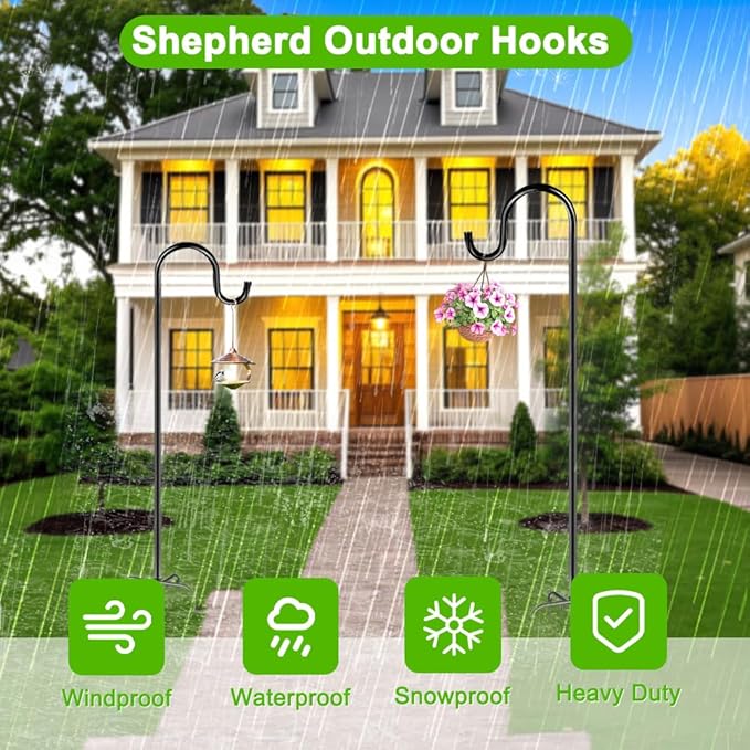 72" Shepherds Hooks for Outdoor, Heavy Duty Bird Feeder Pole - Image 7
