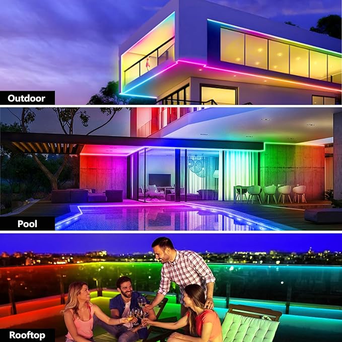 32.8FT Outdoor LED Strip Light Waterproof, IP68 Outside RGB+IC Light Strip - Image 3