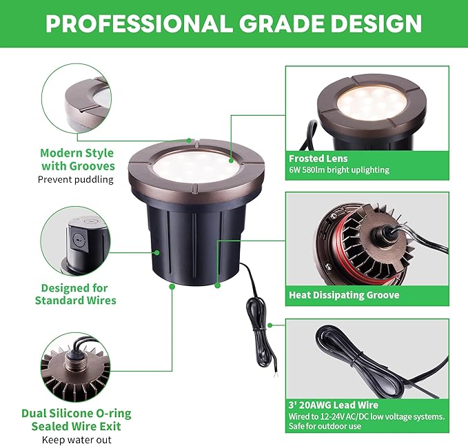 Low Voltage Well Lights LED, Bright 12V Landscape Lights Outdoor IP67 Waterproof - Image 6