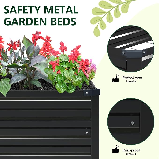 Vengarus 8x2x1FT Galvanized Raised Garden Bed Kit, Outdoor Metal Planter Box - Image 4