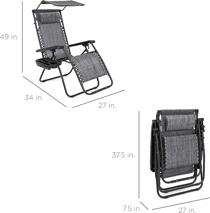 Best Choice Products Folding Zero Gravity Outdoor Recliner Patio Lounge Chair - Image 3