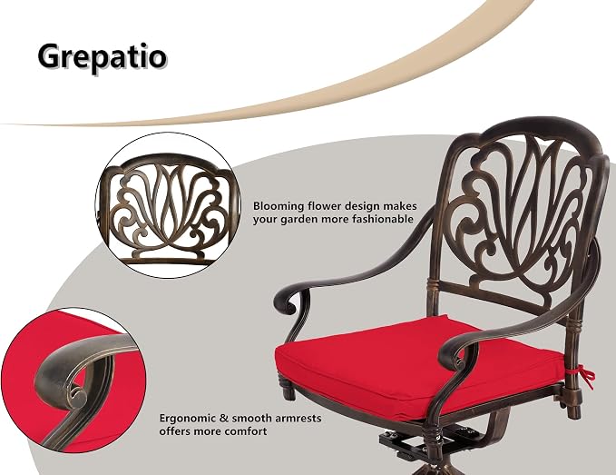 Grepatio 5 Piece Outdoor Dining Set Cast Aluminum Patio Dining Set Table and - Image 3