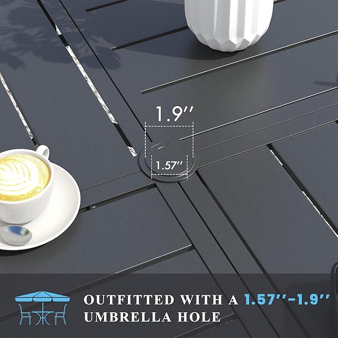 VICLLAX Patio Table and Chair Set of 6, All Weather Metal Round Outdoor Dining - Image 5