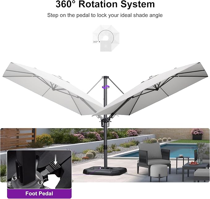 PURPLE LEAF 9' X 12' Right-left Tilt Patio Umbrella - Image 7