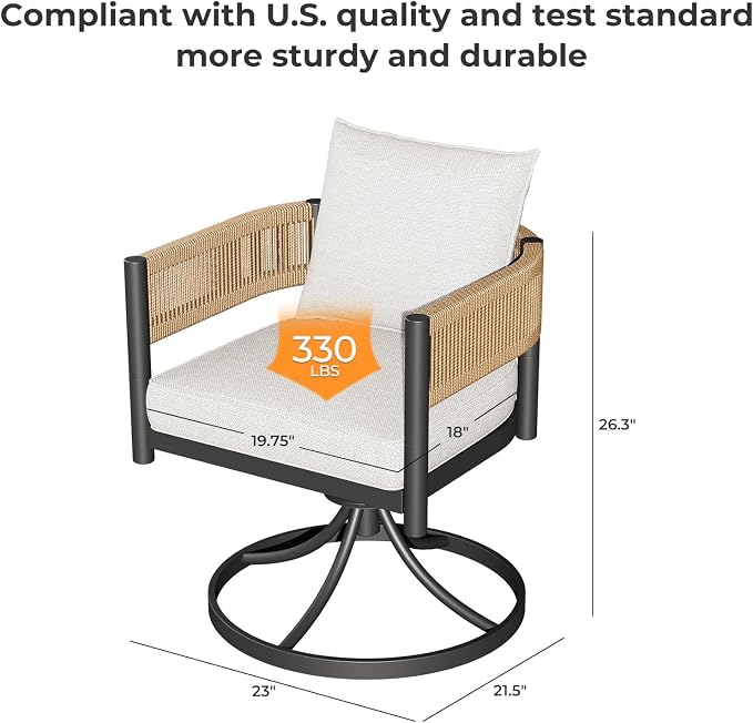 Grand patio Outdoor Dining Set, 7-Piece Patio Table and Chairs Set, Metal Woven - Image 6