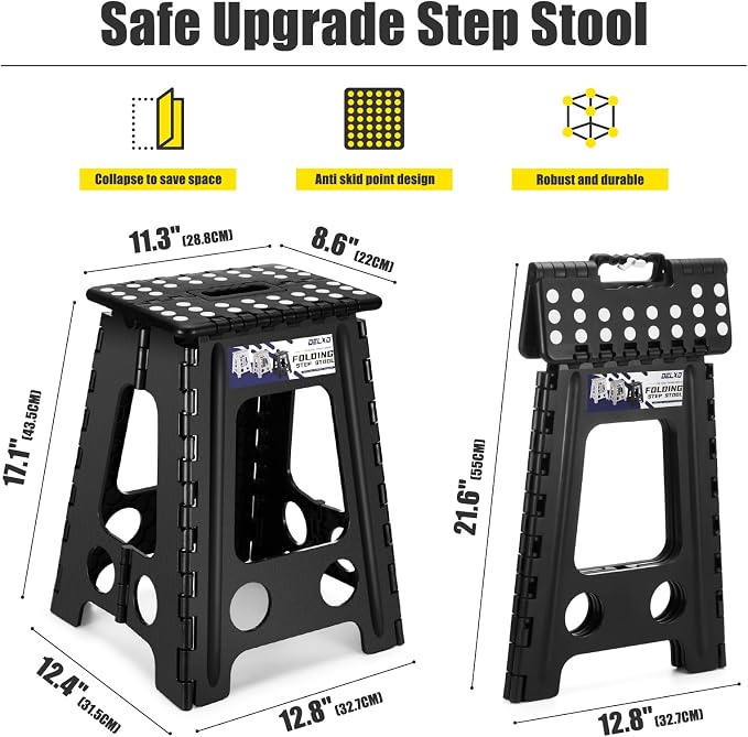 Delxo 17.5 Inch Folding Step Stool, Foldable Stool - Image 2