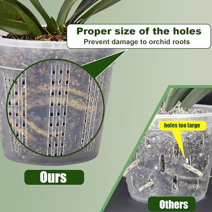 8Pcs Orchid Pot, 4 Each of 4.3", 5.5" Orchid Pots - Image 2