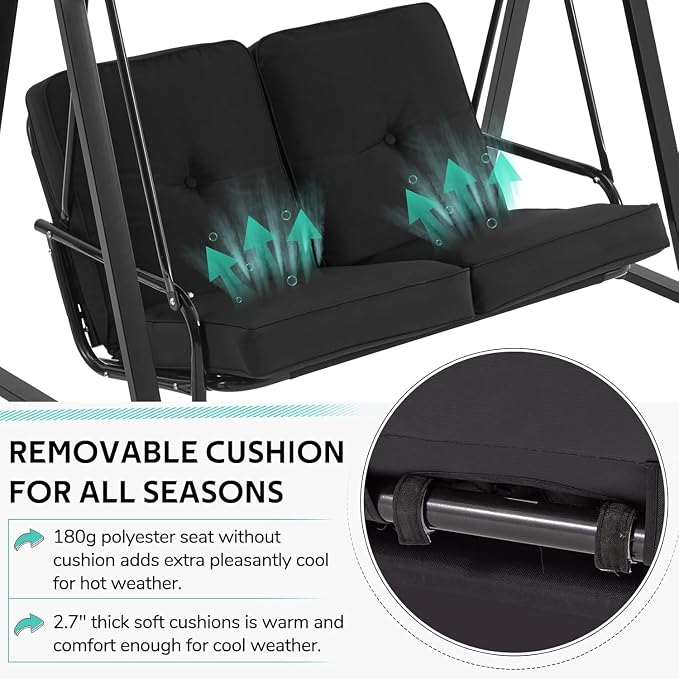 AECOJOY 2-Seat Outdoor Patio Swing Chair - Image 3