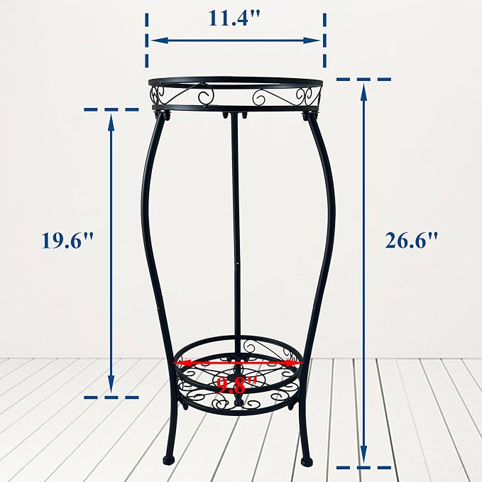 CASIMR 2Pack Plant Stand Indoor Outdoor, 2 Tier 26.6" Tall Metal Potted Holder - Image 3