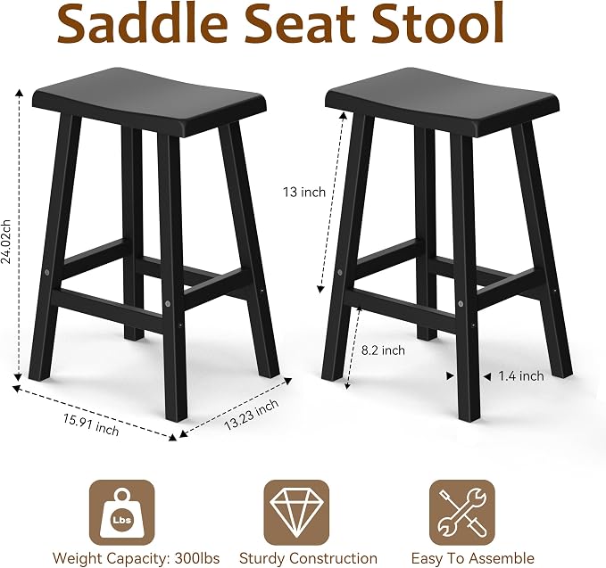 Outdoor Bar Stools Set of 2, Modern Durable Resin Bar Chairs - Image 3