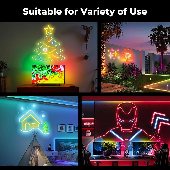 65.6FT LED Neon Rope Lights, Flexible Led Rope Lights Control - Image 7
