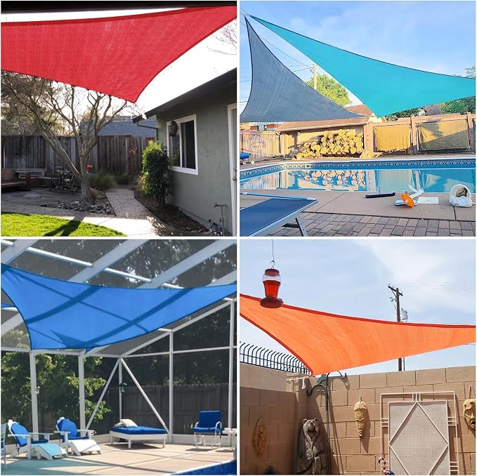 E&K Sunrise 23' x 23' x 23' Sun Shade Sail Triangle Canopy Shade Cover UV Block - Image 2