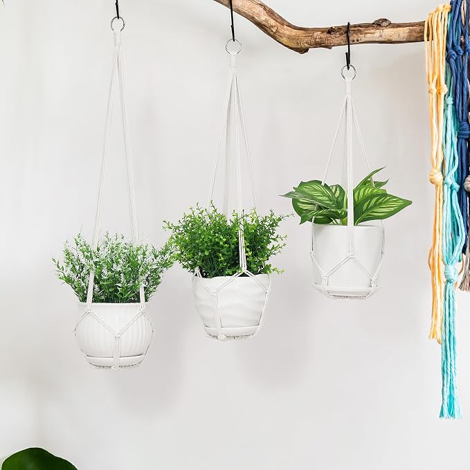 YIBOT 3 Pack Macrame Plant Hanger Indoor Hanging Planter - Image 7