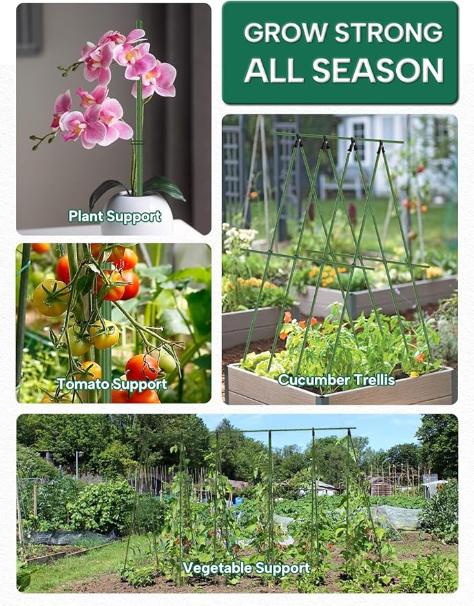 Breeze Touch Garden Trellis for Climbing Plants Outdoor, 20 Pack 17" Tomato - Image 7