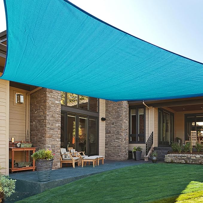 LOVE STORY Custom Size 8'x18' Turquoise Blue Sun Shade Sail Rectangle UV Block by LOVESTORY