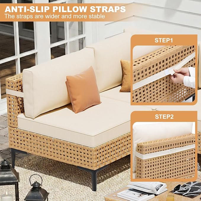 ABCASA Patio Furniture Set, 5-Piece Wicker Outdoor Patio Furniture Sets - Image 4