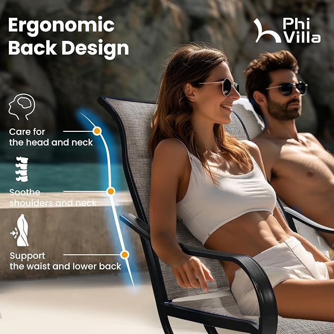 PHI VILLA Patio Dining Set 5 Piece, 4 Padded Textilene Swivel Patio Chairs and - Image 5