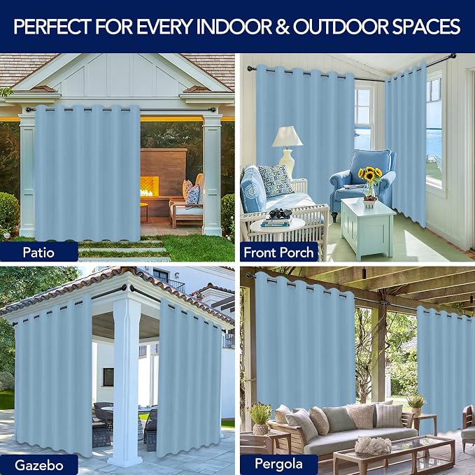 PureFit Outdoor Curtains for Patio Waterproof Weatherproof, UV and Fade - Image 5