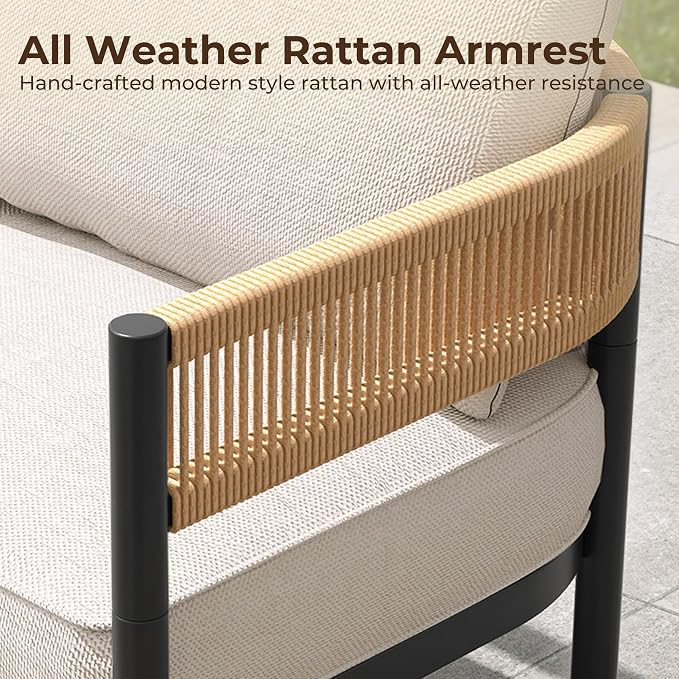 Gand Patio Outdoor Loveseat, Wicker Conversation Set - Image 5
