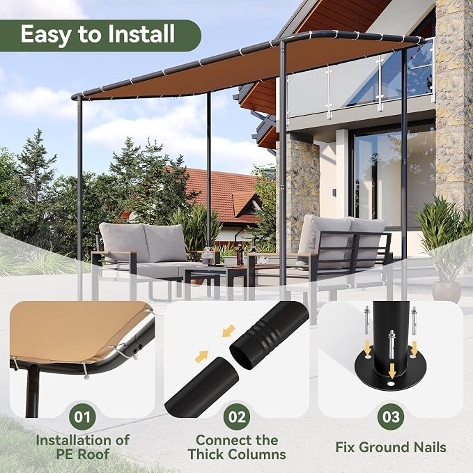 Aoxun 10x6 Lean to Gazebo Outdoor Pergola - Image 4