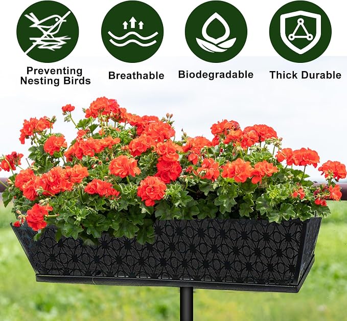 2PCS 30Inch Rectangle Window Box Liner Felt Planter Basket Liner Insert Black - Image 3