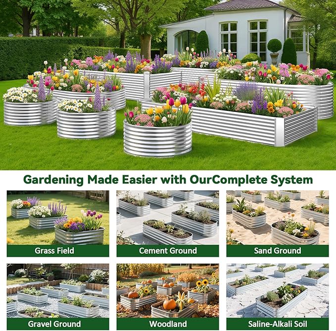 4 Pack 2x2FT Round Raised Beds for Gardening, Corrugated Galvanized Steel - Image 7