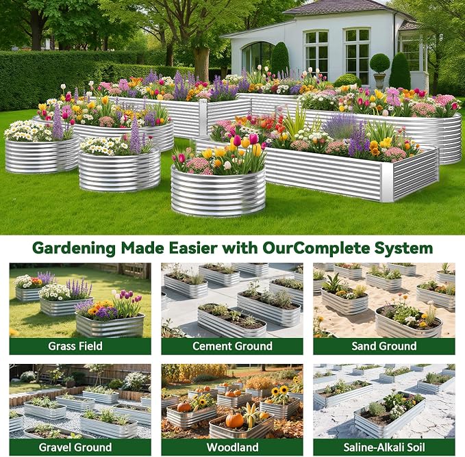 3 Pack 6x3FT Raised Beds for Gardening, Corrugated Galvanized Steel Raised - Image 6
