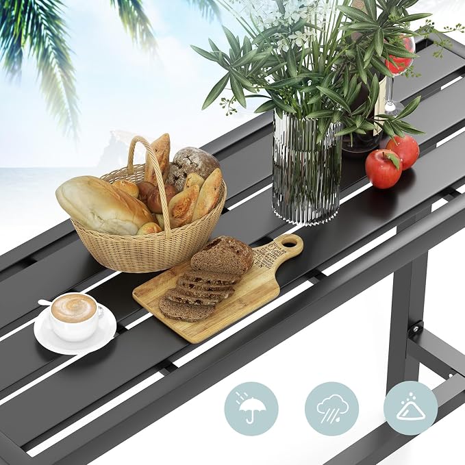 COSTWAY Outdoor Bar Table 48-inch Wide, Narrow Counter Height Dining Table - Image 6