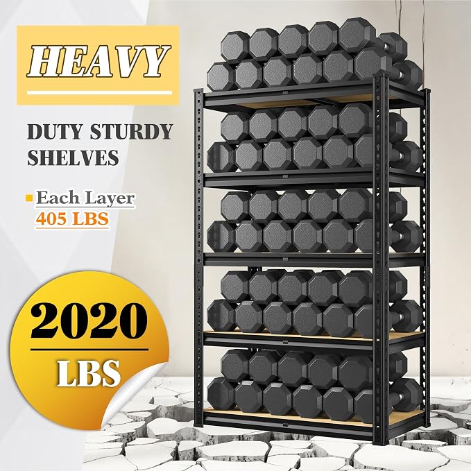 Set of 2 Storage Shelves 5 Tier Garage Shelving Heavy Duty Metal Shelving - Image 9