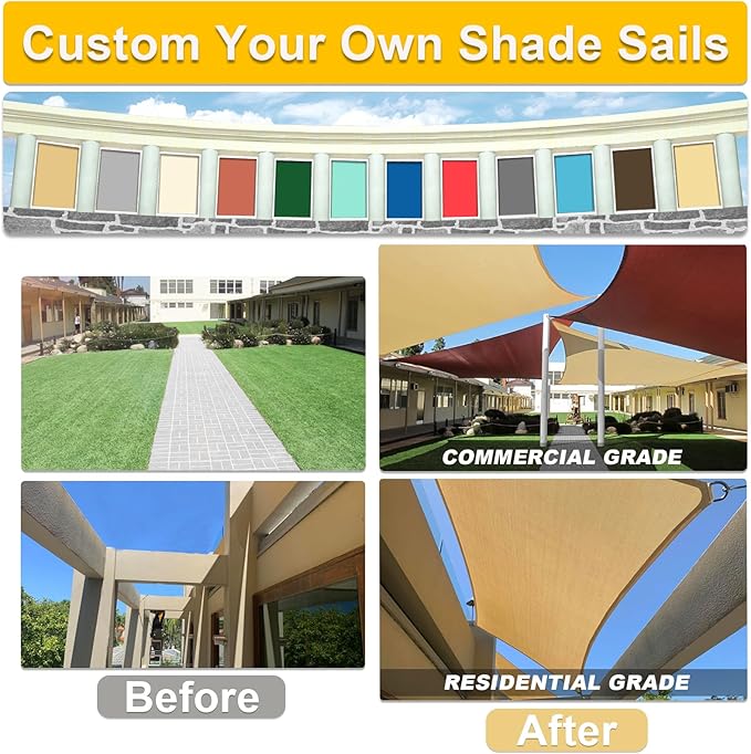 KANAGAWA Sun Shade Sail Curved 16'X20' Dark Gray Rectangle Outdoor Shade Cover - Image 5