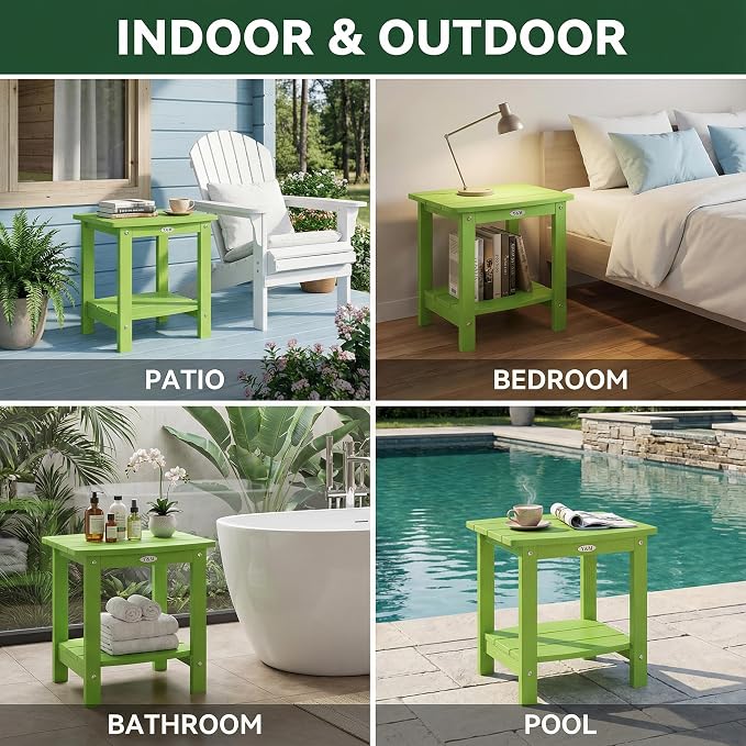 Y&M Outdoor Side Table, HIPS Adirondack Small Double Layer Table, Waterproof - Image 6