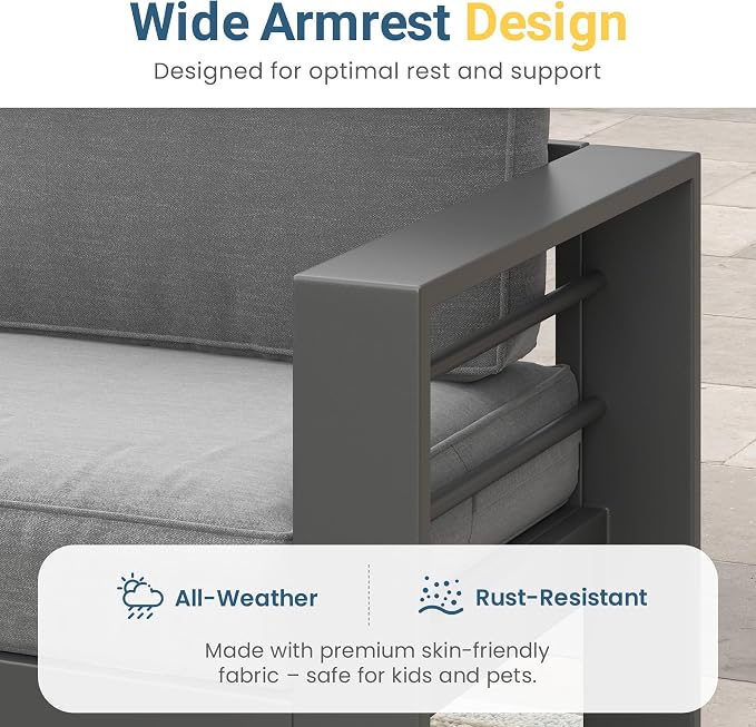 Wisteria Lane Aluminum Patio Furniture Set, 4 Piece Metal Outdoor Sofa Set - Image 4