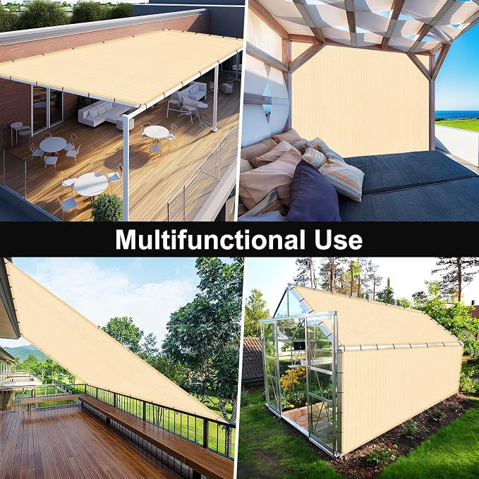 Artpuch 90% Sun Shade Cloth, 10 x 12 FT Pergola Shade Cover Canopy - Image 8