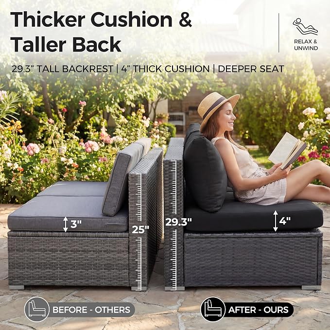 NICESOUL 9 Piece Extra Large Outdoor Patio Furniture Conversation Set - Image 7