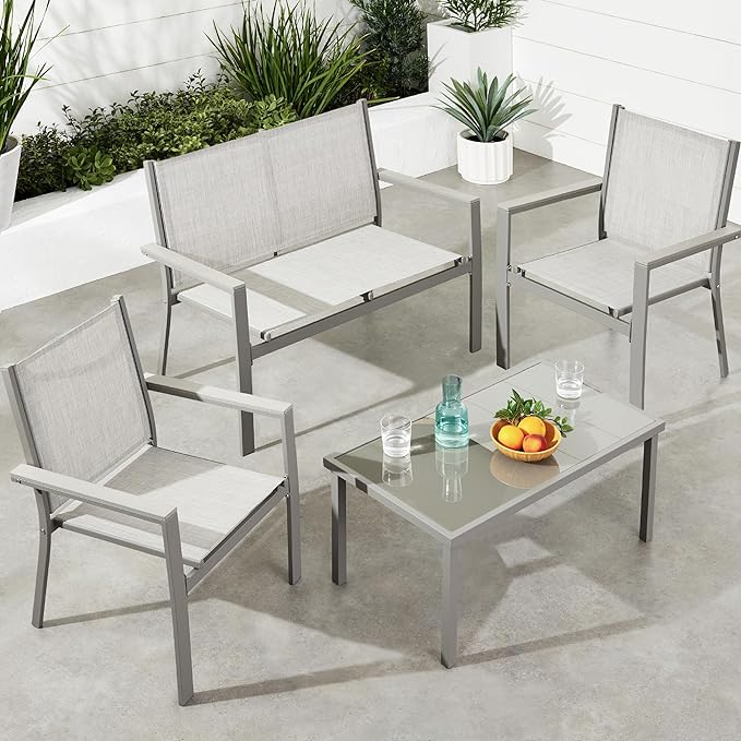 Best Choice Products 4-Piece Outdoor Textilene Patio Conversation Set, Backyard by BestChoiceProducts