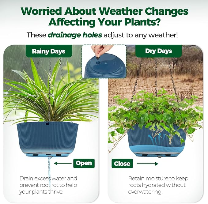 T4U 8 Inch Hanging Planters for Indoor Outdoor Plants, Self Watering Hanging - Image 5
