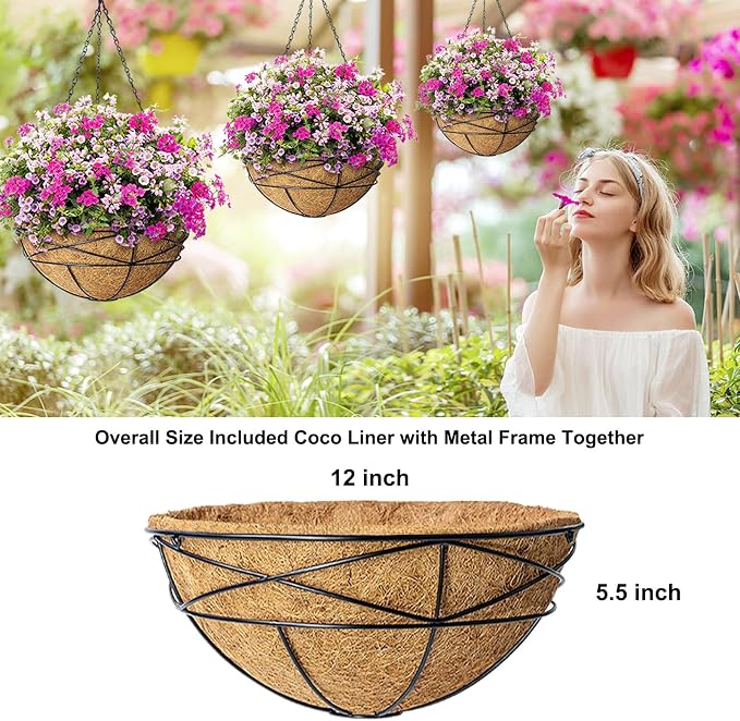 4 Pack 12 Inch Hanging Planters - Image 5