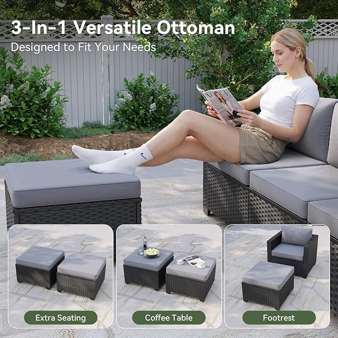 Aoxun Patio Furniture Set, 5 Piece Outdoor Sectional Sofa - Image 5