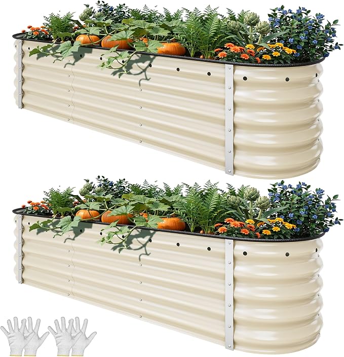 YITAHOME 17" Tall 6 in 1 Large Raised Garden Bed Kit, 6.5x2x1.4ft Galvanized by YITAHOME