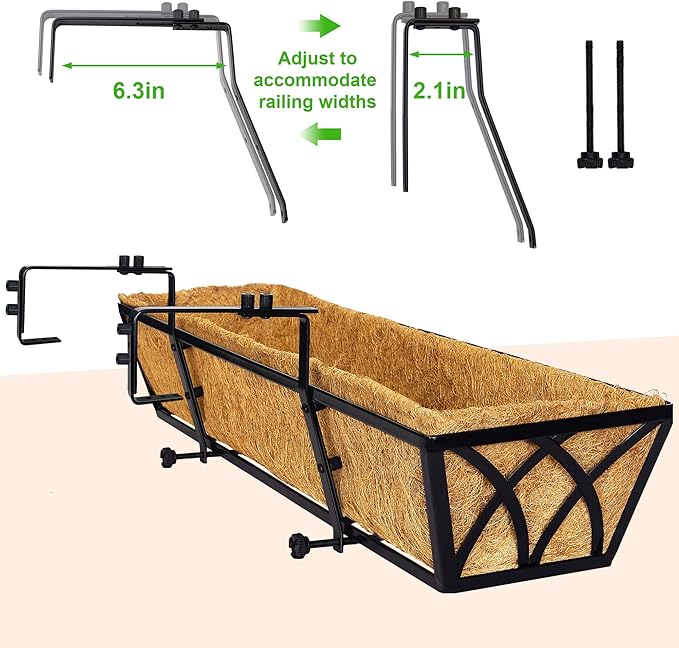 6pcs 24 Inch Window Deck with Coco Liner, Metal Hanging Flower Planter Window - Image 3