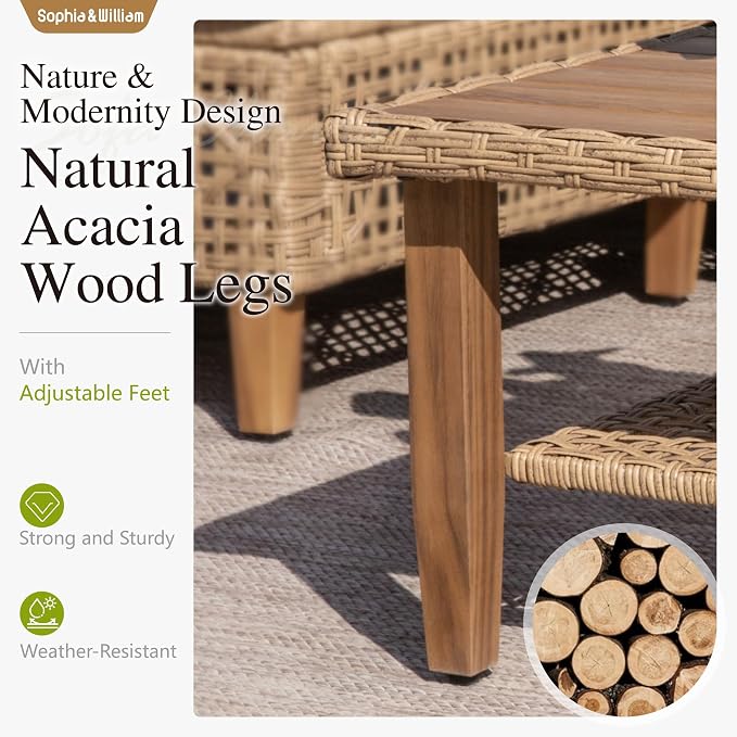 Sophia and William Boho Wicker Patio Furniture Set, Outdoor Rattan Sectional - Image 7