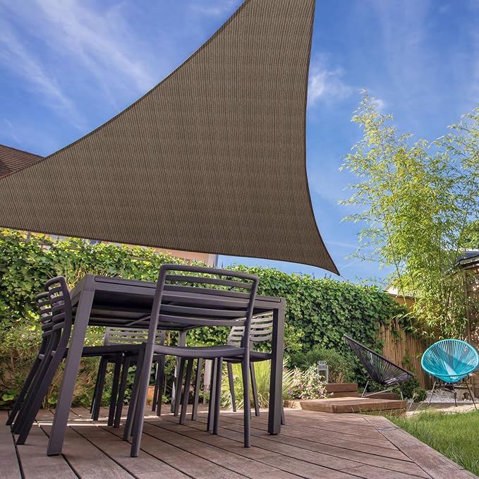 E&K Sunrise 24' x 24' x 24' Sun Shade Sail Triangle Canopy Shade Cover UV Block - Image 7