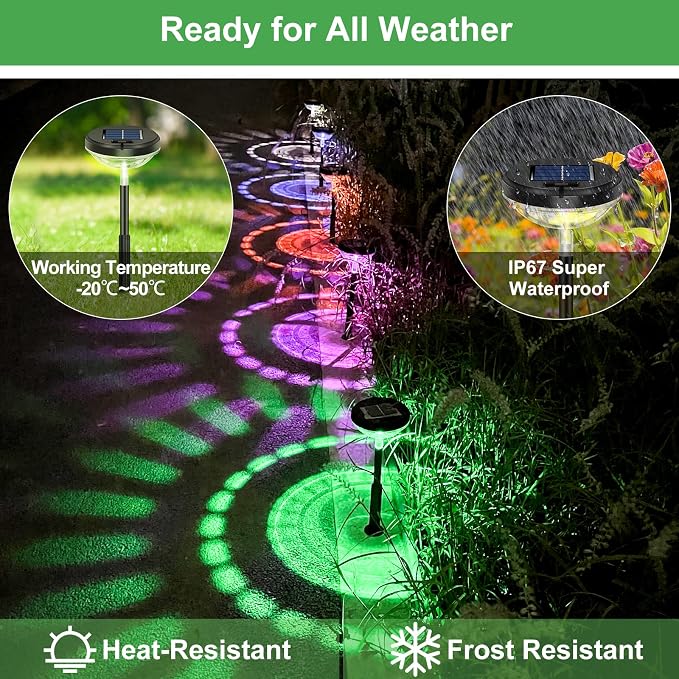 Nupostai 8 Pack Solar Pathway Lights, IP67 Waterproof, Outdoor Garden Yard Lawn - Image 5