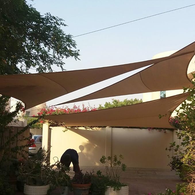 E&K Sunrise 19' x 19' x 19' Sun Shade Sail Triangle Canopy Shade Cover UV Block - Image 8