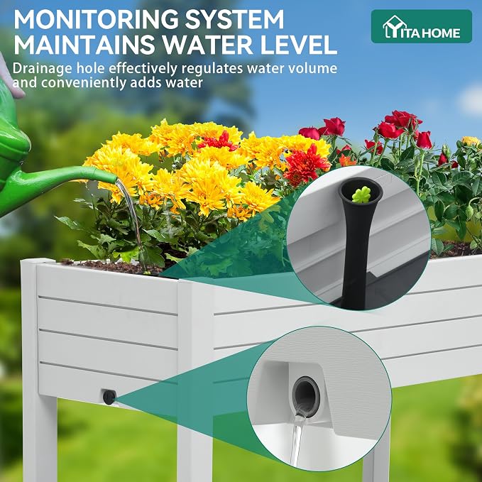 YITAHOME 43.3x17.7x34 in Elevated Garden Bed 2pcs, Outdoor Plastic Planter Box - Image 4