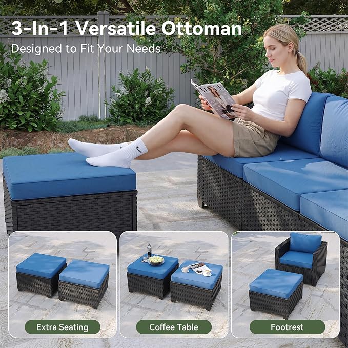 Aoxun Patio Furniture Set, 5 Piece Outdoor Sectional Sofa - Image 5