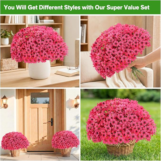 22 Bundles Artificial Flowers Outdoor Fake Plants, Faux Flowers UV Resistant - Image 3