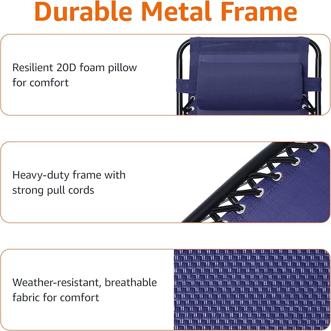 Amazon Basics Outdoor Textilene Adjustable Zero Gravity Folding Reclining - Image 6