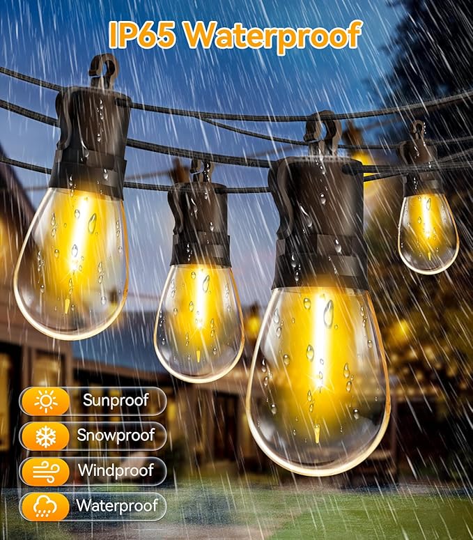 Outdoor String Lights Patio LED Light Outside - 20M 18+1 S14 LED 65ft Porch - Image 4