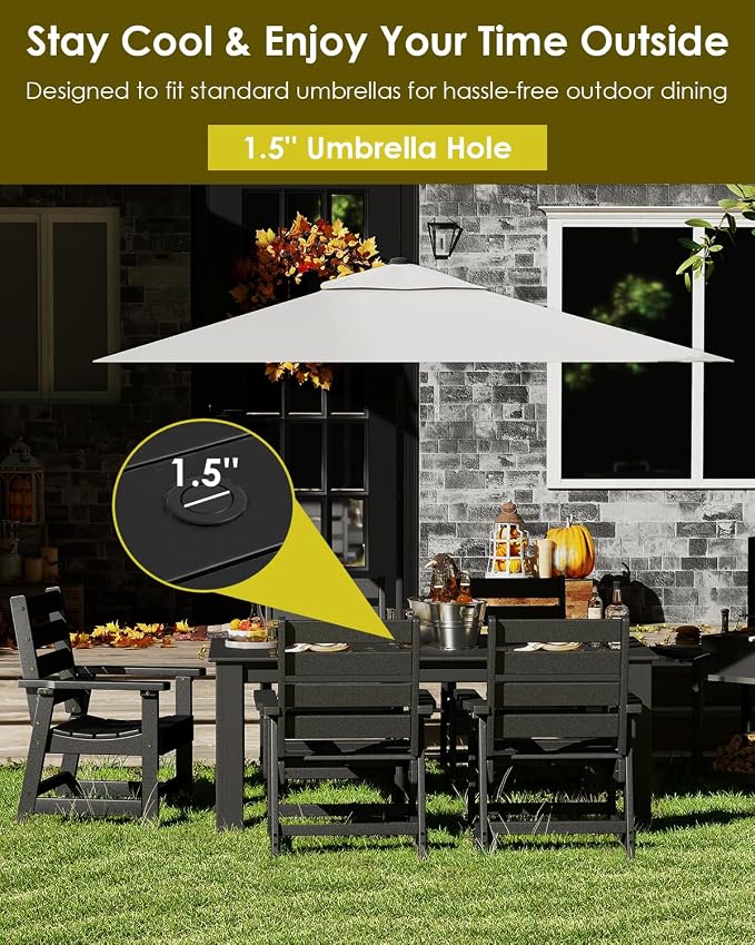 GREENVINES 7-Piece Outdoor-Dining-Set | HDPE Plastic 67'' Table and Chairs Sets - Image 6